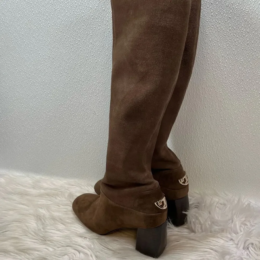Tory Burch Knee High Sydney suede boots brown